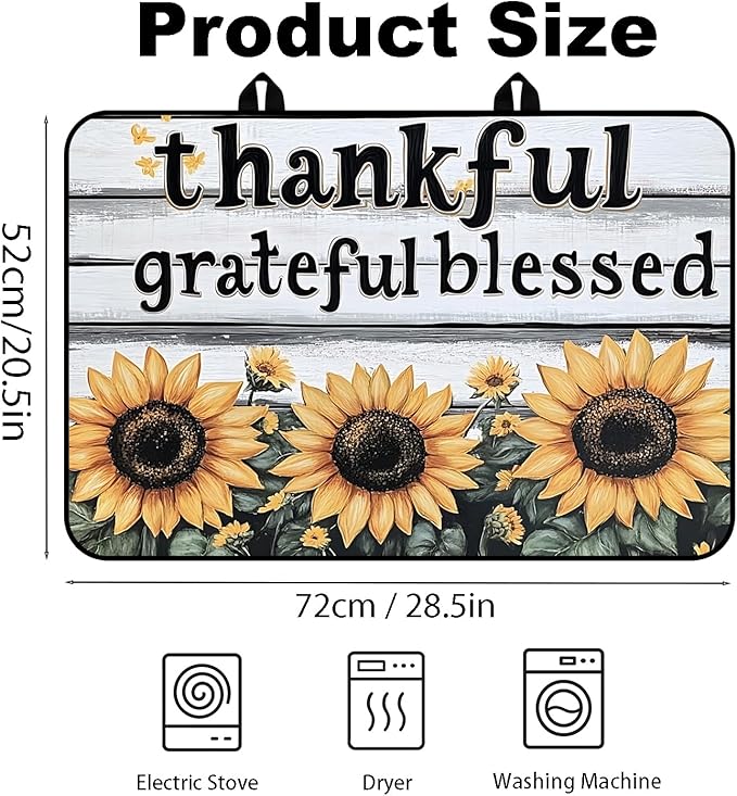 Stove Top Cover for Electric Stove, Vintage Farmhouse Style Glass Cooktop Protector, Multi-functional Kitchen Counter & Washer Top Cover