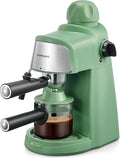 Ihomekee Espresso Machine, 3.5Bar Espresso and Cappuccino Machine with Preheating Function, 4 Cup Coffee Maker with Milk Frothing Function and Steam Wand (Green), CM6810