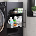 CABTE 2 Tier Magnetic Shelves for Washing Machine with Pull Out Metal Drawer,Magnetic Spice Rack for Fridge,Magnetic Rack with no Installation, Versatile Storage Organizers for Home (Black, 2 Tier)