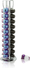 pigchcy Coffee Pods Holder for 40 Original Line Capsules, 360 Degrees Rotating Tower Design, Elegant Modern Chrome Finish, Compatible with Nespresso Capsules (Silver)