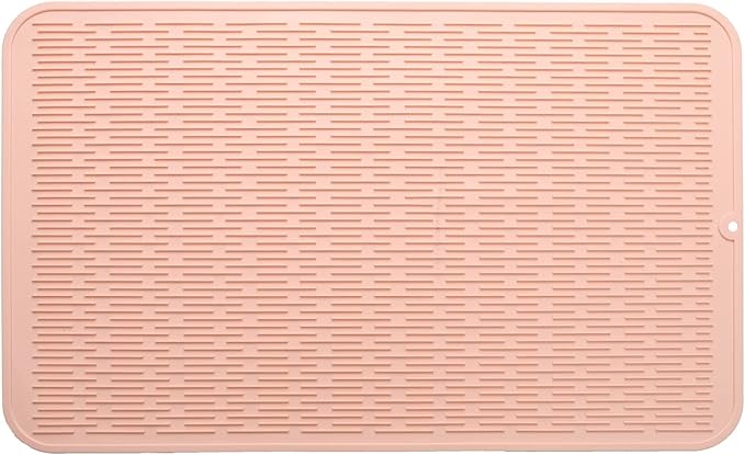 MicoYang Silicone Dish Drying Mat for Multiple Usage,Easy clean,Eco-friendly,Heat-resistant Silicone Mat for Kitchen Counter or Sink,Refrigerator or Drawer Liner Pink 3XL 28 inches x 18 inches