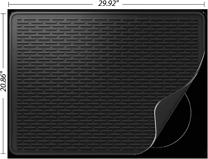 YUHFERA Stove Top Cover for Electric Stove - Silicone Stove Mat for Glass Top, Glass Cooktop Protector, XL Dish Drying Mats For Kitchen,Oven Covers for Electric Stove (Black,30 x 21)