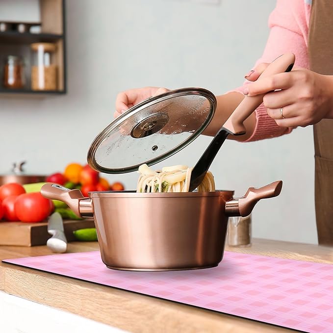 Heat Resistant Table Runner Trivet for Hot Pots and Pans 39 x 12 Inch Long Hot Pad Decorative Table Protector for Kitchen Countertop Checkered Pink