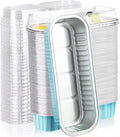 EUSOAR Disposable Ramekins with Lids, 100pcs 6.8oz 6.5"x2.5"x1.2" Blue Aluminum Foil Tin Baking Cups, Cupcake Dessert Cups Cheesecake Creme Brulee Mini Loaf Pans for Picnic Wedding Party Gathering