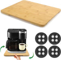 360° Rolling Tray Bamboo Appliance Slider for Kitchen Appliances, Coffee Maker Mat Tray for Countertops Sliding Tray for Coffee Maker Appliances Mat Easily from Under The Cabinet Natural11.6×13.9
