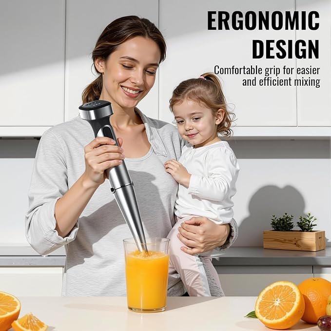 Turelar Cordless Immersion Blender with Rchargeable Battery, Portable Hand Blenders with Adjustable Speed, Hand Held Stick Mixer for Effortless Blending Shakes, Smoothies, Soups, Puree or Baby Food