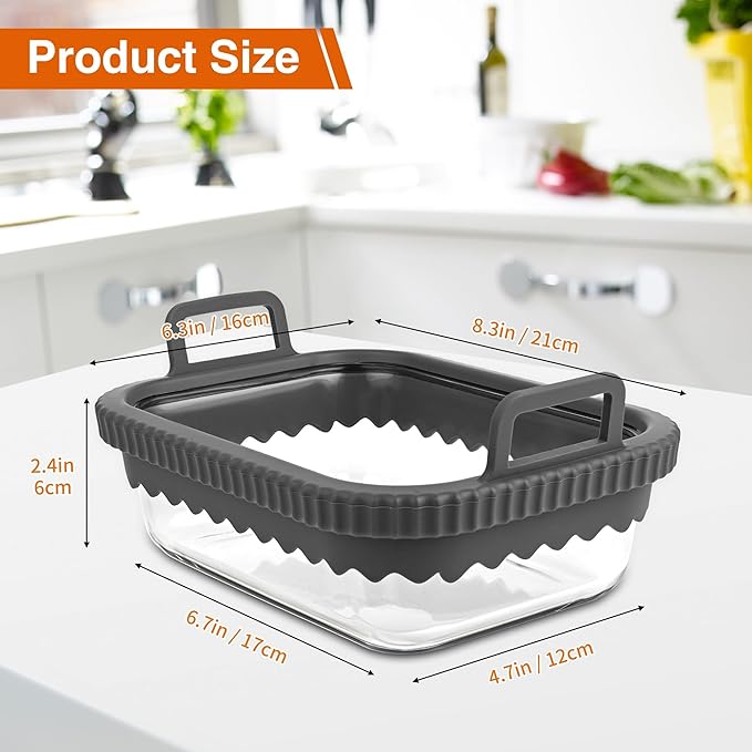 Air Fryer Glass Liner Reusable, Air Fryer Liners Silicone with Removable Silicone Ring for Ninja Dual Basket, Cosori, Philips, BPA-Free, Heat Resistant, Dishwasher Safe