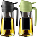 Oil Sprayer, Oil Sprayer For Cooking,2in1 Dispenser Bottle For Kitchen,16oz/470ml Glass,Food-grade Mister,for Kitchen, Air Fryer(2pcs Black Green)