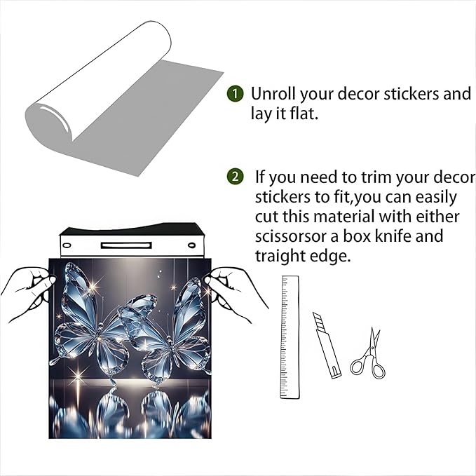 BlissYard Butterfly Dishwasher Magnet Cover 23x26 Inch Crystal Butterfly Kitchen Decor Dishwasher Magnet Cover Refrigerator Magnet Sticker Appliance Cover Protector Decorative Panel Kitchen Appliances