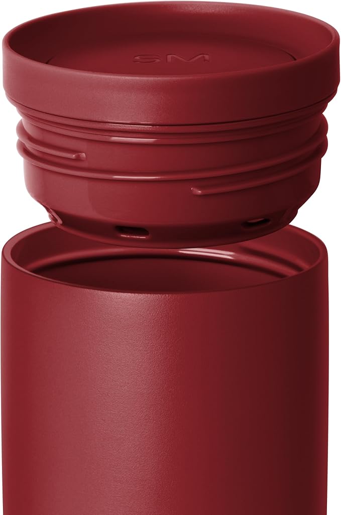 Simple Modern Travel Coffee Mug Tumbler with 360° Lid | Ceramic-Lined Insulated Stainless Steel Cold Brew Iced Coffee Cup | Gift for Women Men Her | Voyager Signature | 16oz | Red Onyx
