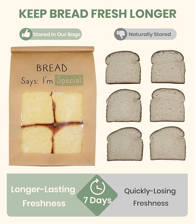 100 Pack Resealable Sourdough Bread Bags with Tabs for Gifting Round Loaf | Bulk Kraft Paper Homemade Sour Dough Gift Giving Bag with Window | Large Brown Bakery Baked Goods Packaging 13.6x8.3x4.1in