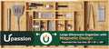 Large Silverware Organizer, 13 Slots Magnetic Connected Expandable Bamboo Utensil Drawer Organizer From 21 to 37.4 Inches, Adjustable Flatware and Cutlery Holder, Utensil Tray for Kitchen Natural