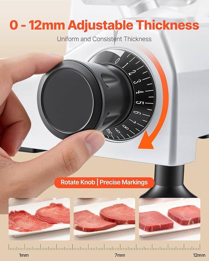 VEVOR Commercial Meat Slicer, 10 inch Electric Food Slicer, 240W Frozen Meat Deli Slicer, Premium Chromium-plated Steel Blade Semi-Auto Meat Slicer For Commercial and Home use | Commercial and Home Use, Premium Chromium-plated Steel Blade Semi-Auto Mac...