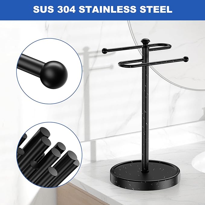 Hand Towel Holder, 304 Stainless Steel Heavy Duty S Shape Hand Towel Stand Free Standing Towel Bar for Bathroom Kitchen Countertop
