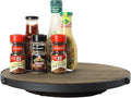 MyGift 15 Inch Lazy Susan Turntable Tray with Round Rustic Burnt Solid Wood Board and Black Metal Accent, Rotating Spice Rack Kitchen Countertop Organizer Home Decor