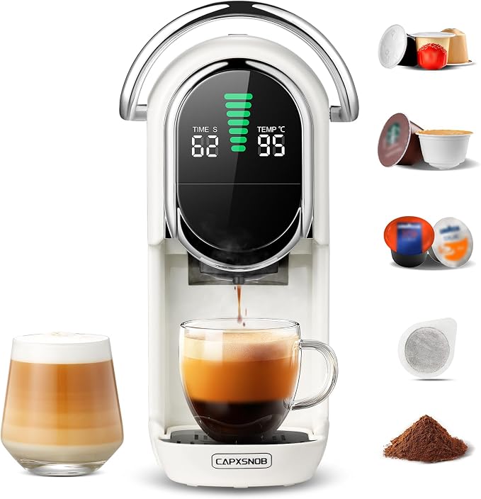 Magician1 Mini Multi-Pod Espresso Coffee Machine for Coffee Pods & Grounds | Fits Nespresso/Dolce Gusto, Blue & ESE Pods, LED Display, Custom Brew Time & Temp, Iced & Hot Brew, For Home & Office, 19 Bar