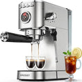 Spacekey Espresso Machine with Milk Frother, 20 Bar Compact Expresso Coffee Machines for Home, Stainless Steel Espresso Maker with 39oz Removable Water Tank for Cappuccino Latte, Fast Heating, Silver