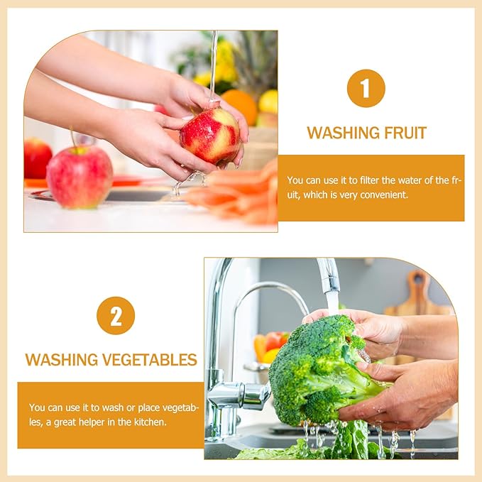 Mobestech Double Layer Strainer Basket 13.38X9.05X4.33 Inch Plastic Drain Basket Bowl for Washing Fruits and Vegetables with Handle Detachable Design for Kitchen Use