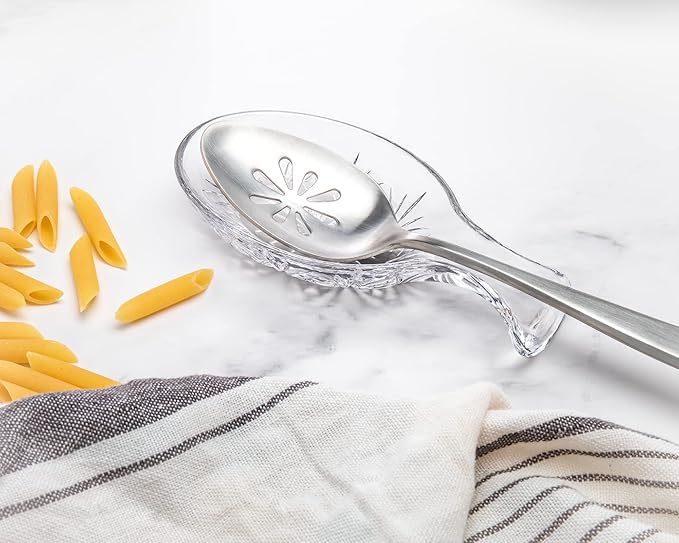 Godinger Spoon Rest for Kitchen, Crystal Glass Spoon Holder Rest - Dublin Collection - Set of 2