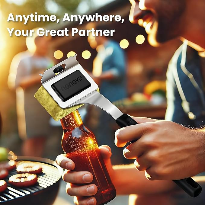 Grill Brush Bristle Free + 5 Replaceable Pads, Grill Cleaner for Outdoor Grill, Steam Grill Brush and Scraper for Cast Iron & Stainless Steel Grates, BBQ Grill Brush, Gift for Men Dad