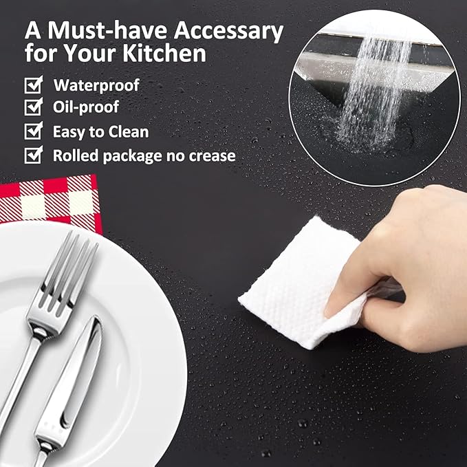 Large Silicone Heat Resistant Mat, 78.7” x 15.7” Nonslip Silicone Placemat for Countertop Protector, Nonstick Waterproof Table Desk Saver Pad for Kitchen & Dining,Black