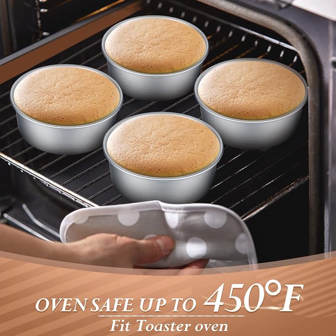 Gerrii 27 Pcs 4 Inch Cake Pans Nonstick Aluminum Small Round Cake Baking Pans Molds for Cheese, Pizza, Quiche, Home Party Baking Supplies, Leakproof and Easy Release