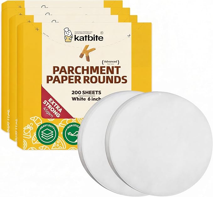 Katbite 6 Inch 800Pcs Parchment Paper Rounds, Round Baking Sheets Paper, Uses for Cake Baking, Patty Separating, Tortilla Wrapping