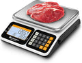 Commercial Food Scale 66lb/30kg, High Precision Digital Price Computing Scale for Farmers Marke, Deli, Dual Backlit LCD Display, Stainless Steel Platform, Rechargeable Battery for Produce Meat