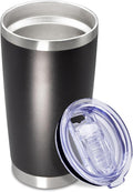 20 oz Tumbler Coffee Travel Tumblers Bulk with Lid Stainless Steel Double Wall Vacuum Insulated Mug Powder Coated Cups fit Car Cupholder for Hot and Cold - Black, 1Pack