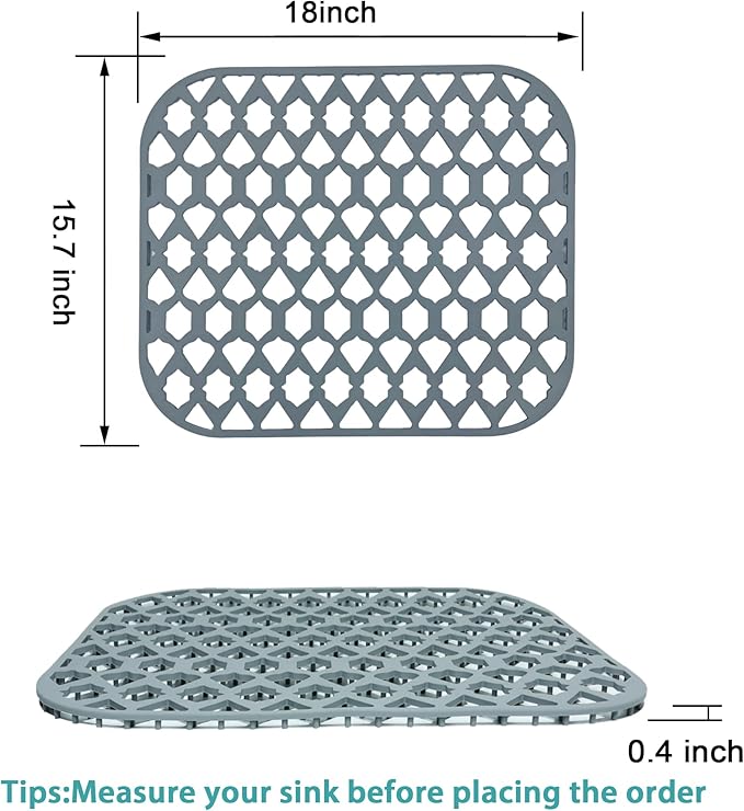SAMSIER Silicone Sink Protectors Mats (13x11 & 14x12 & 16x12 & 18x16 & 19x14 & 21x16 & 22x13 & 25x16 & 26x14 & 28x14 & 30x16) for Bottom of Kitchen Sink (18”x15.7”)