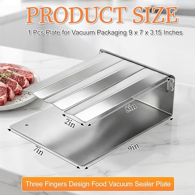 Stand for Vacuum Sealer Bags Packaging 9 x 7 x 3.15 Inches Heat Seal Bags Plate 304 Stainless Steel Food Storage Filling Bag Meal Prep Freezer Meals Suitable for Most Sizes Vacuum Package