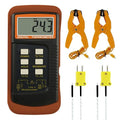 K Type Thermocouple Thermometer (-50~1300°C), Dual Channels Digital Thermometer with 2 Temperature Clamp 2 Wired Thermocouple Probes, High Accuracy Temperature Kelvin Scale Meter Tester