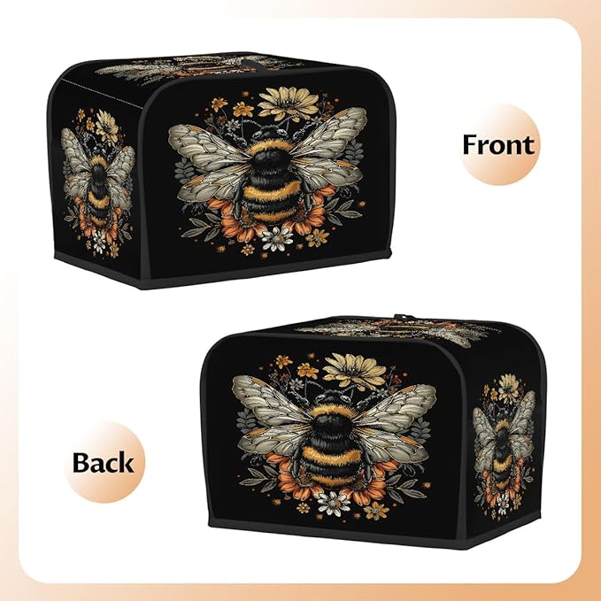 Animals Flowers Bee Toaster Cover 2 Slice Dust and Fingerprint Protection Toaster Bread Maker Covers Washable Kitchen Small Appliance Covers for Kitchen Accessories Decor Bakeware Women Gift
