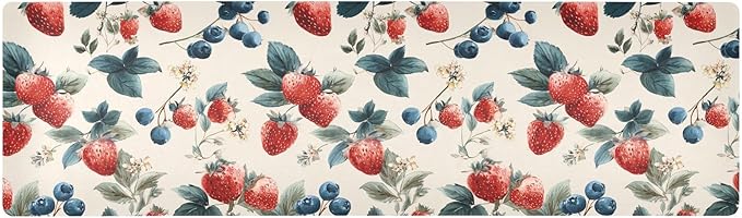 Vintage Strawberry Blueberry Trivet Table Runner Heat Resistant 230F for Hot Dishes Pots Plates Kitchen Dining Table Protector Decorative 39.37 X 11.8 Inch