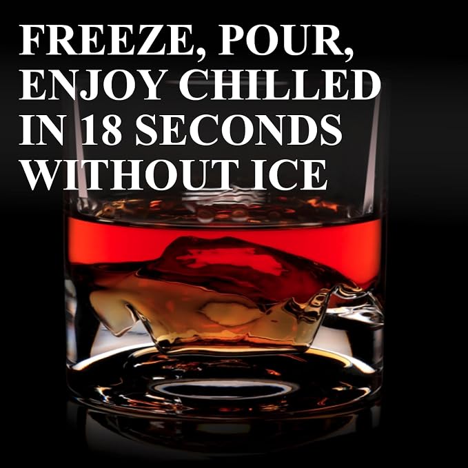 LIITON American Peaks Heavy Crystal Whiskey Glasses Gift Set of 4, Thick Freezable Bourbon Glass 1lb Each, Premium Whiskey Gifts for Men, Frozen Crystal Chills Cocktails Collins Glass, 10 oz