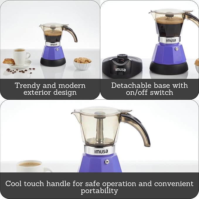 IMUSA 3 or 2cup Electric Espresso Maker, Purple