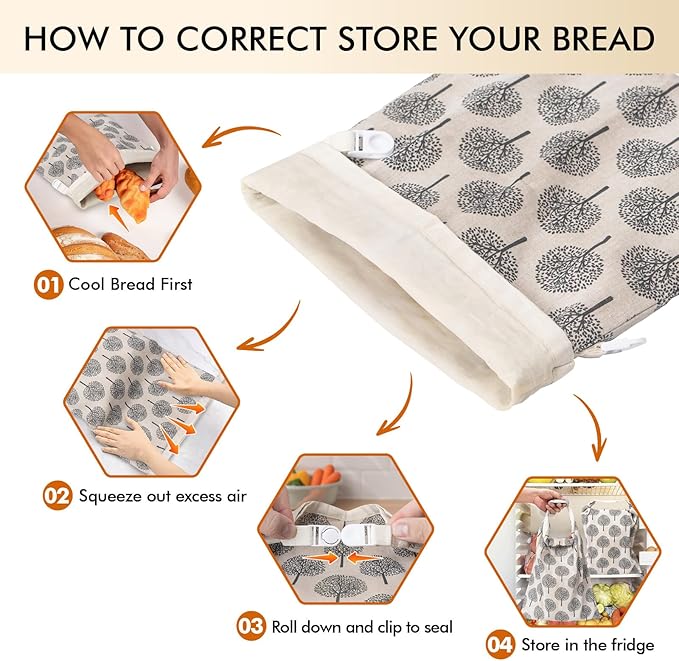 Beeswax Bread Bag & Dough Proofing Bowl Cover Set, Reusable Sourdough Bread Storage Bags, Freezer Safe Bakery Essentials for Homemade Bread