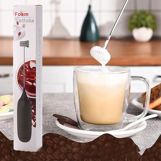 Kitchen Gadgets Battery Electric Milk Frother Handheld Egg Beater Coffee Maker Kitchen Drink Foamer Whisk-White