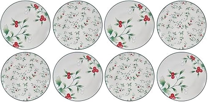 Pfaltzgraff Winterberry Holiday Set of 4 Assorted Appetizer Plates, 6 Inch, Multicolored (Pack of 2)