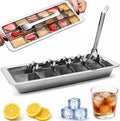 Stainless Steel Ice Cube Trays, Metal Ice Cube Trays for Freezer Vintage Inspired Design with Release Lever Remove Handle for Making Large Cubes Kitchen & Bar (1pcs)