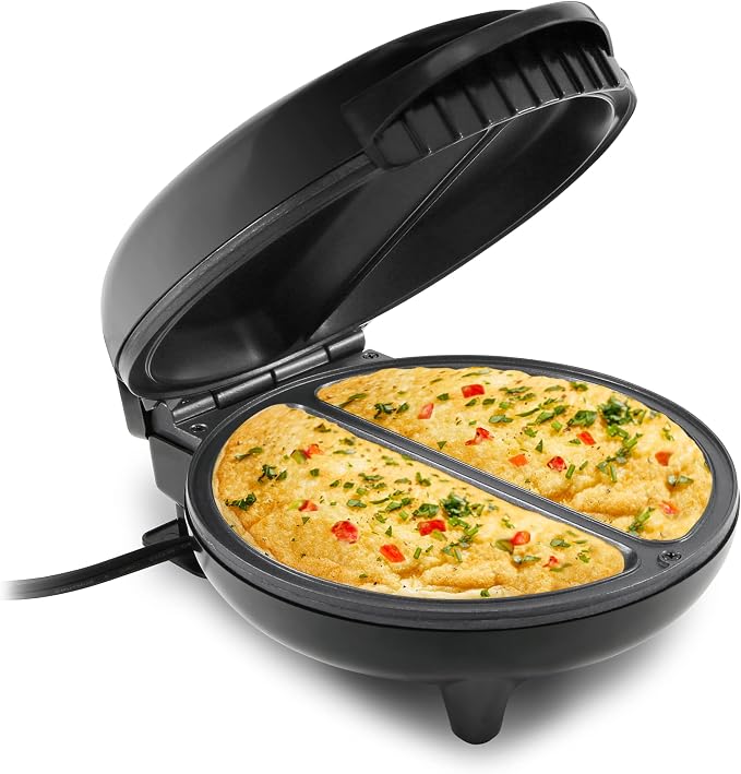 Elite Gourmet EOM205 Non-Stick Omelet, Frittata, Snack Pocket Maker, Dessert Maker & EGC115B Easy Egg Cooker Electric 7-Egg Capacity, Soft, Medium, Hard-Boiled Egg Cooker with Auto Shut-Off