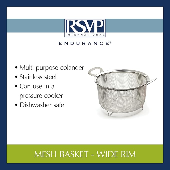 RSVP International Endurance Kitchen Collection Stainless Steel Mesh Strainer, 3 Quart
