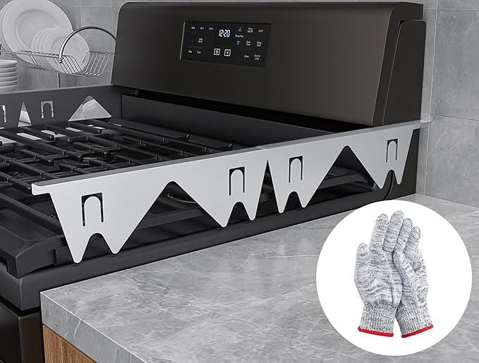 VIESEMBO Stove Gap Covers Stainless Steel, Retractable Oven Gap Filler for Stove and Counter, Stove Top Covers for Electric Stove,30x21 Inch Glass Stove Top Protector