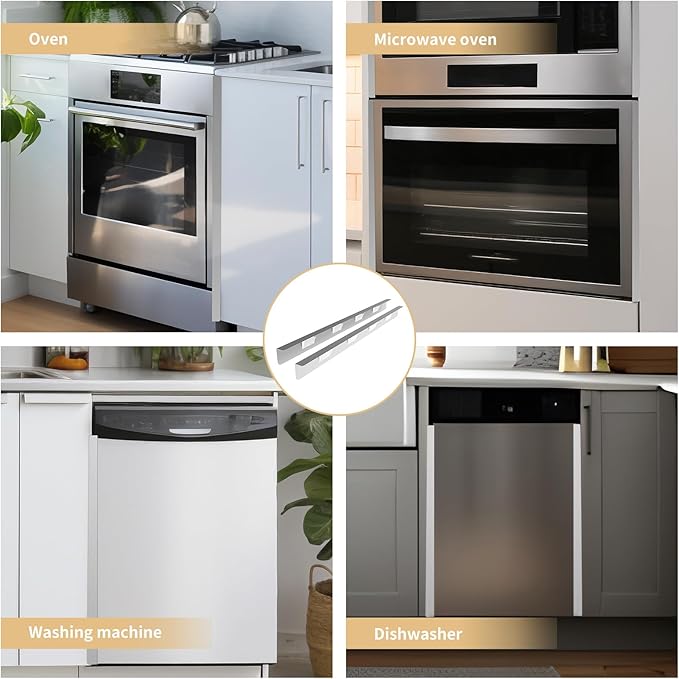 Stove Gap Covers 316 Stainless Steel,Stove Gap Filler,Heat-Resistant Oven Side Gap Filler,Between Stove and Counter Slide In Range Trim Kit for Kitchen,2 Pack (23.2” Silver)