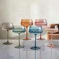 JOVGANK Colored Martini Set of 6, Hand Blown Colorful Cocktail Glasses 14Oz, Vintage Champagne Coupe, Large Margarita, Crystal Retro Style Bar Drinking, Multicolor