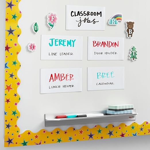 Bright Creations Roll of Magnetic Strip Dry Erase Tape - 4 in x 15 ft, White, 1 Roll - Magnetic Tape for Classroom & Office Organization - Reusable Writable Strip for Calendars & Schedules