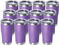DOMICARE 20oz Tumbler with Lid Stainless Steel Tumblers Bulk, Double Wall Vacuum Insulated Coffee Travel Mug Powder Coated Tumbler, 12 Count (Pack of 1) Purple