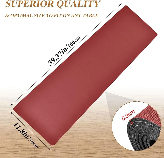 Wine Red Trivet Table Runner for Hot Plates Dishes Heat Resistance Pot Holders Anti-Slip Hot Pad Mats 11.8 * 39.4 Inches