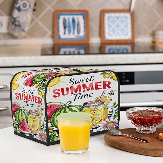 Summer Watermelon Colorful 2 Slice Toaster Cover Dust And Fingerprint Bread Maker Cover Bakeware Protector Washable Appliance Covers Kitchen Accessories For Home Kitchen Women Gift