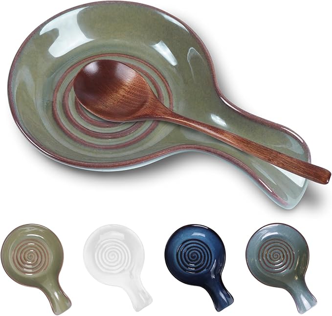JINIHFW Spoon Rest for Kitchen, Ceramic Spoon Holder for Stove Top, Cooking Spoon Holder,Kitchen Spoon Rest,Heat Resistant Utensil Rest for Countertop,1 PCS